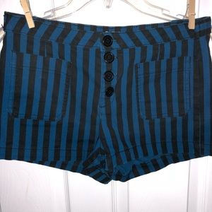 Black & Blue Striped Shorts. I Love H81 US28 WAIST